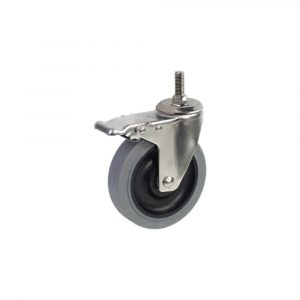 Bánh xe cọc vít nhựa TPR tĩnh điện CP085 xoay khóa càng inox