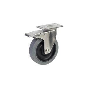 Bánh xe đẩy nhựa TPR tĩnh điện CP083 xoay khóa càng inox