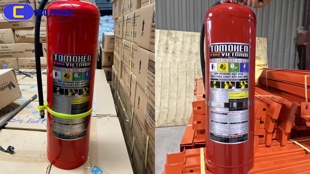 Bình chữa cháy Tomoken xách tay bột ABC 8KG tiện lợi dễ bảo quản