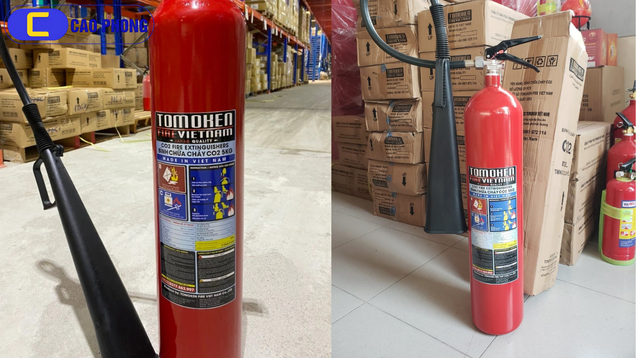 Thiết kế tiện lợi và hiệu quả cùng bình chữa cháy xách tay CO2 5kg Tomoken