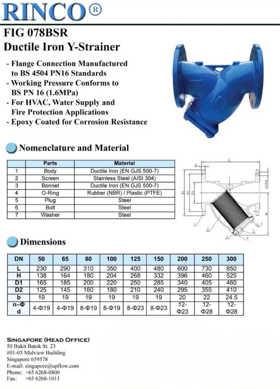Cataloge chi tiết sản phẩm Lọc Y gang RINCO FIG 078BSR