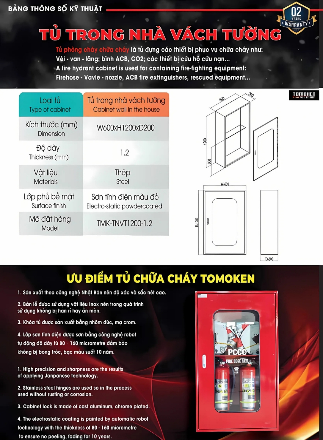 Cataloge của sản phẩm tủ chữa cháy vách tường - Tomoken