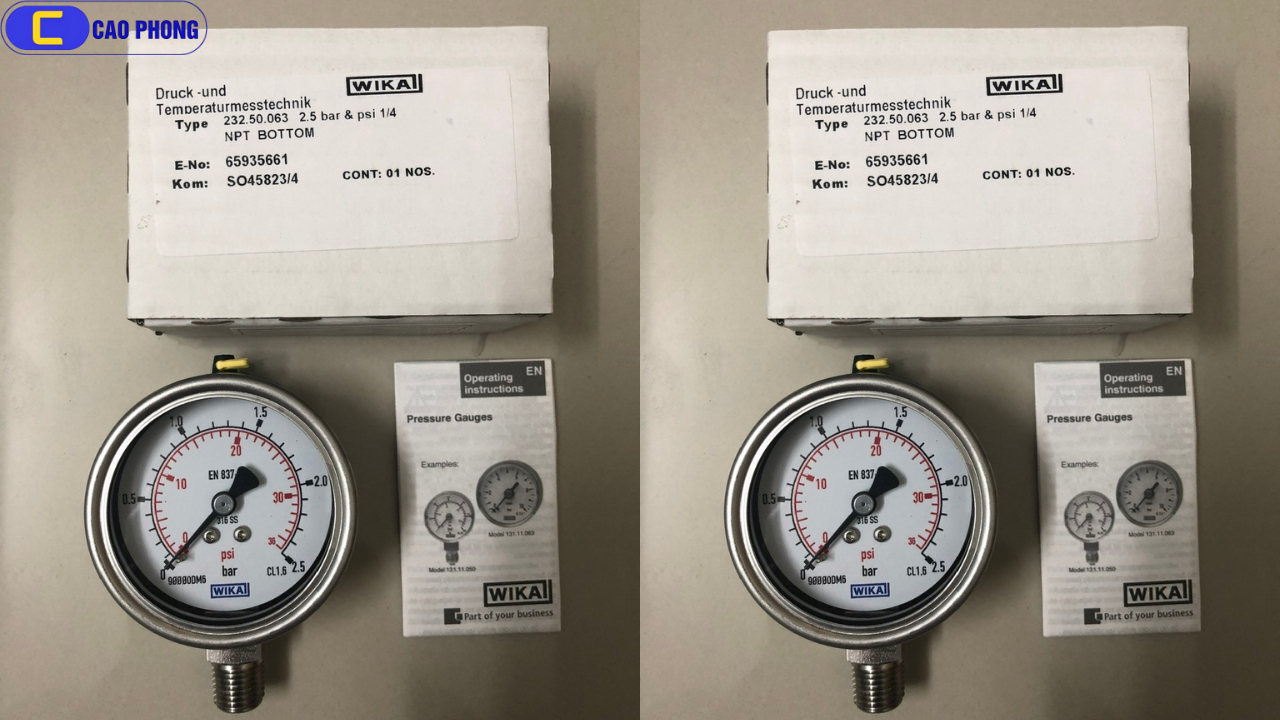 Đồng hồ đo áp suất WIKA 232.50.63 bottom 0 2.5 bar psi được tin dùng rộng rãi