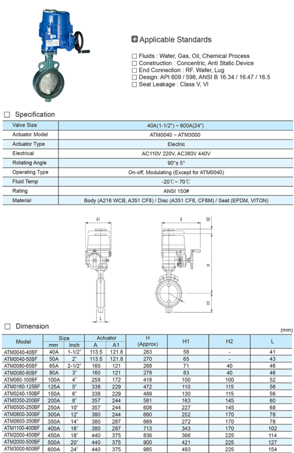 Cataloge online của van bướm điều khiển điện Automa