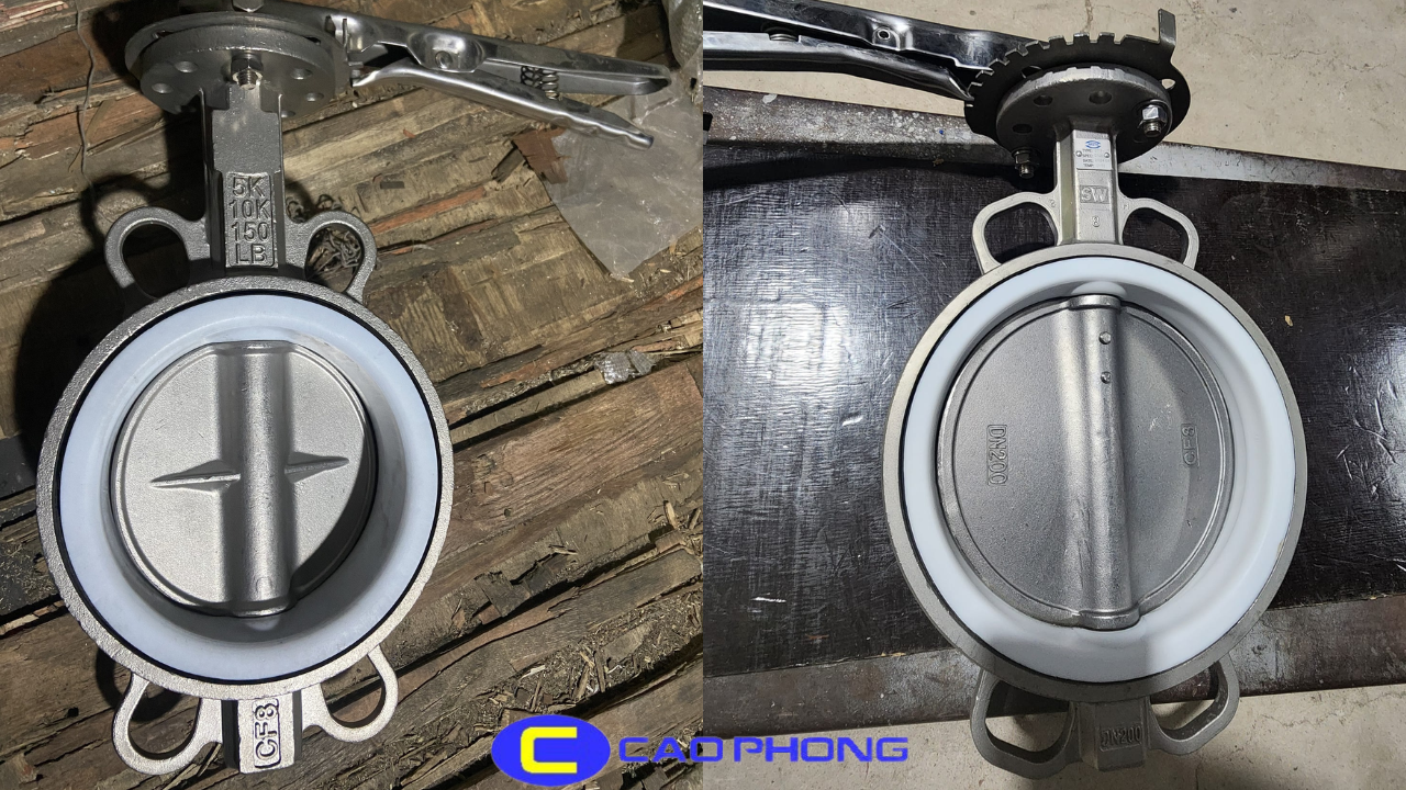 Van bướm tay gạt inox Samwoo có thân và đĩa bằng inox chống ăn mòn