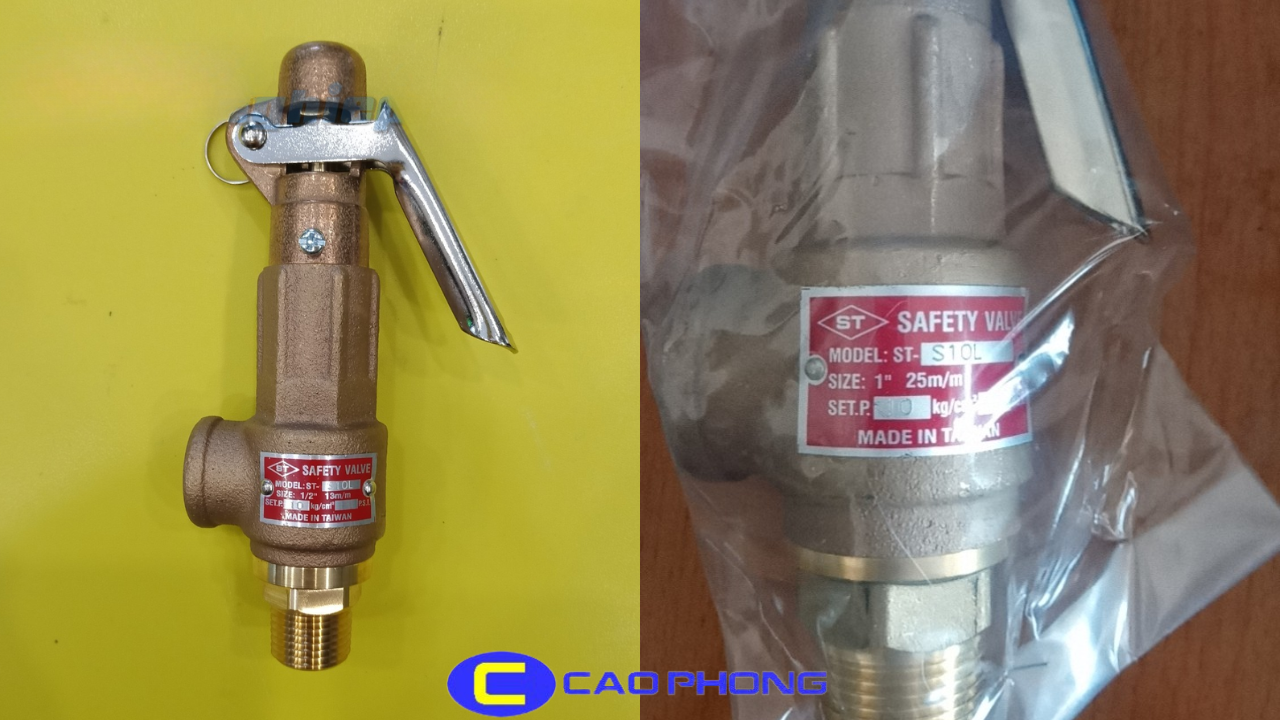 Van an toàn đồng ST-S10L có tay gạt kiểm tra xả áp thủ công