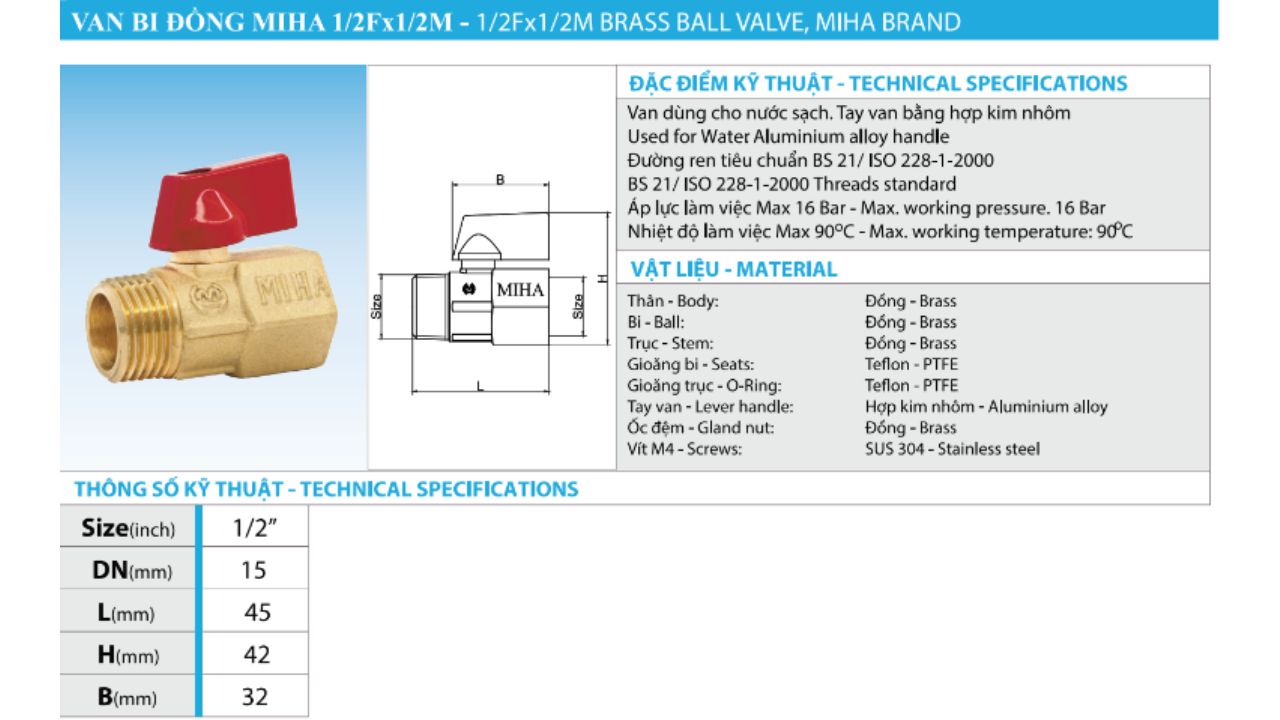 Mua van bi MIHA tại Cao Phong với đầy đủ CO-CQ, chất lượng đảm bảo