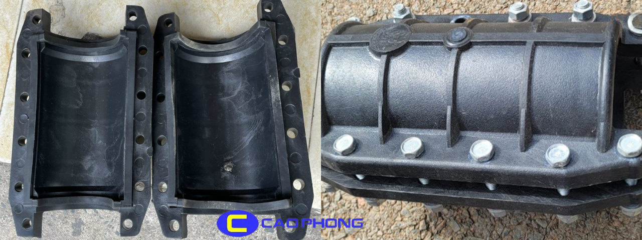 Cấu tạo đai xử lý sự cố ống kết hợp với vật liệu thép, inox hoặc nhựa