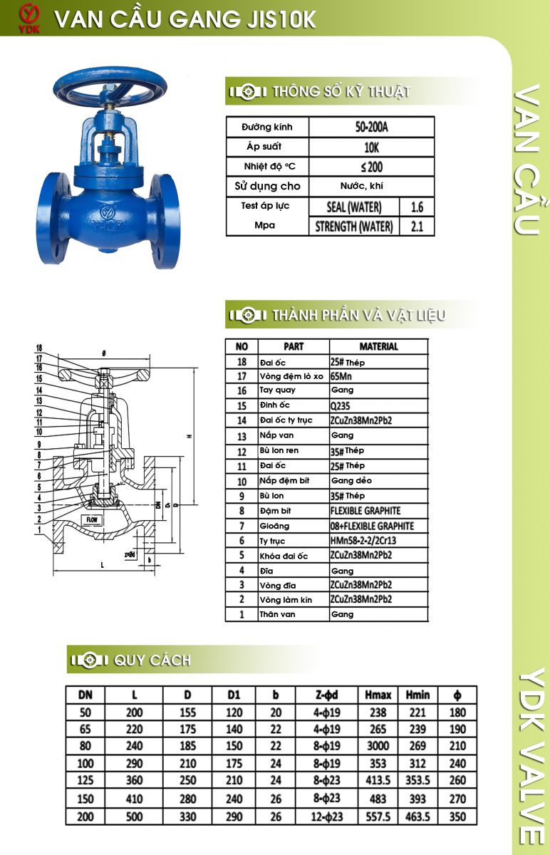 Van cầu Y.D.K điều tiết dòng chảy ổn định và chính xác